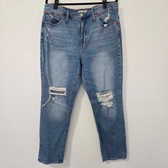 Madewell Denim - Madewell The Perfect Jean Womens 32 Tapered Distressed Mom High Rise Jeans